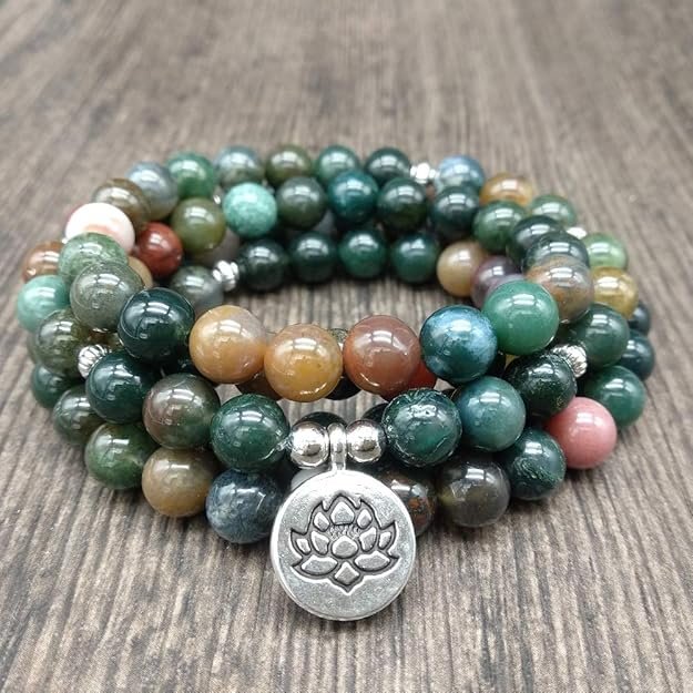 108 Natural Indian Agate Mala for Yoga Meditation